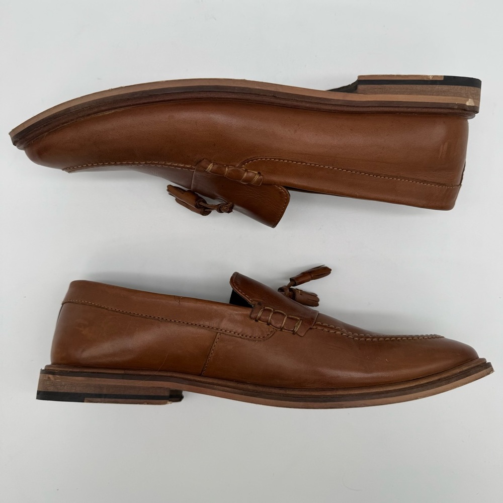 Walk London Tan Brown Leather Tassel Loafer Size 11 - Picture 8 of 14